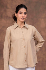 Load image into Gallery viewer, Sencei Women’s Solid Cotton Blend Casual Shirt with Button-Down Front
