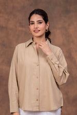 Load image into Gallery viewer, Sencei Women’s Solid Cotton Blend Casual Shirt with Button-Down Front
