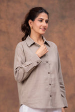 Load image into Gallery viewer, Sencei Women’s Solid Cotton Blend Casual Shirt with Button-Down Front
