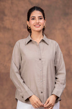 Load image into Gallery viewer, Sencei Women’s Solid Cotton Blend Casual Shirt with Button-Down Front

