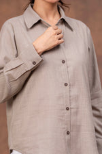 Load image into Gallery viewer, Sencei Women’s Solid Cotton Blend Casual Shirt with Button-Down Front
