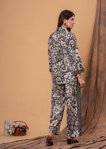 Load image into Gallery viewer, Sencei Women&#39;s Viscose Printed Co-Ord Set | Button-Down Shirt &amp; Wide-Leg Pants | Designer Two-Piece Outfit
