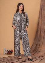 Load image into Gallery viewer, Sencei Women&#39;s Viscose Printed Co-Ord Set | Button-Down Shirt &amp; Wide-Leg Pants | Designer Two-Piece Outfit
