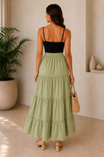 Load image into Gallery viewer, Sencei women pure cotton maxi tiered skirt
