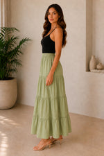 Load image into Gallery viewer, Sencei women pure cotton maxi tiered skirt