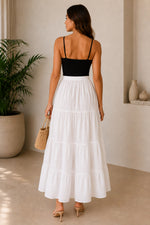 Load image into Gallery viewer, Sencei women pure cotton maxi tiered skirt