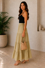 Load image into Gallery viewer, Sencei women pure cotton maxi tiered skirt
