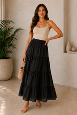 Load image into Gallery viewer, Sencei women pure cotton maxi tiered skirt