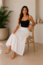 Load image into Gallery viewer, Sencei women pure cotton maxi tiered skirt