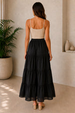 Load image into Gallery viewer, Sencei women pure cotton maxi tiered skirt