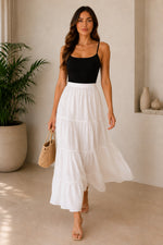 Load image into Gallery viewer, Sencei women pure cotton maxi tiered skirt