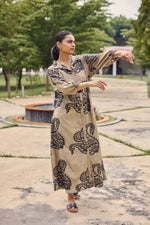 Load image into Gallery viewer, Sencei Handcrafted Cotton Maxi Dress with Embroidered Paisley Motif
