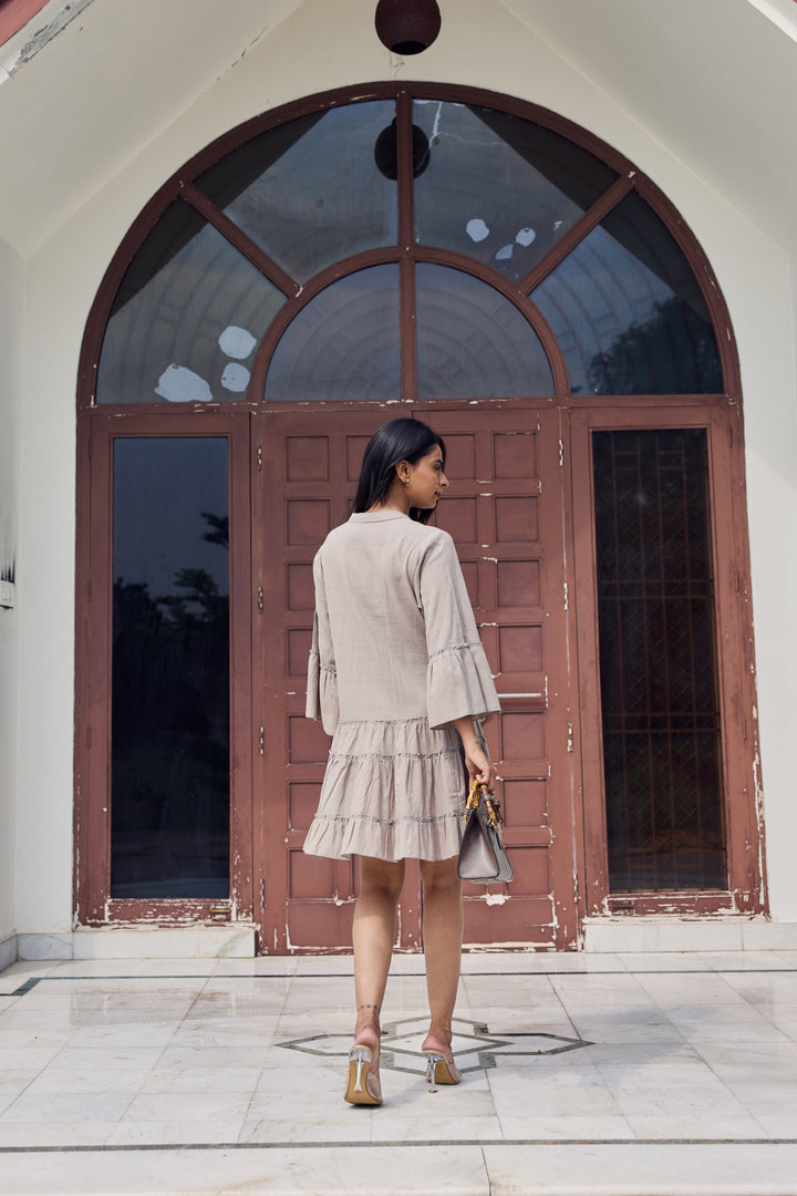 Sencei Women’s Cotton Flared Tier Dress with Circle Print | Relaxed Fit Boho Style Tunic Dress