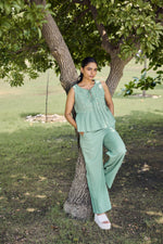 Load image into Gallery viewer, Sencei Women&#39;s Cotton Co-Ord Set | Sleeveless Pintuck Top with Palazzo Pants | Summer Lounge &amp; Casual Wear
