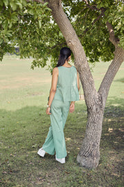 Sencei Women's Cotton Co-Ord Set | Sleeveless Pintuck Top with Palazzo Pants | Summer Lounge & Casual Wear