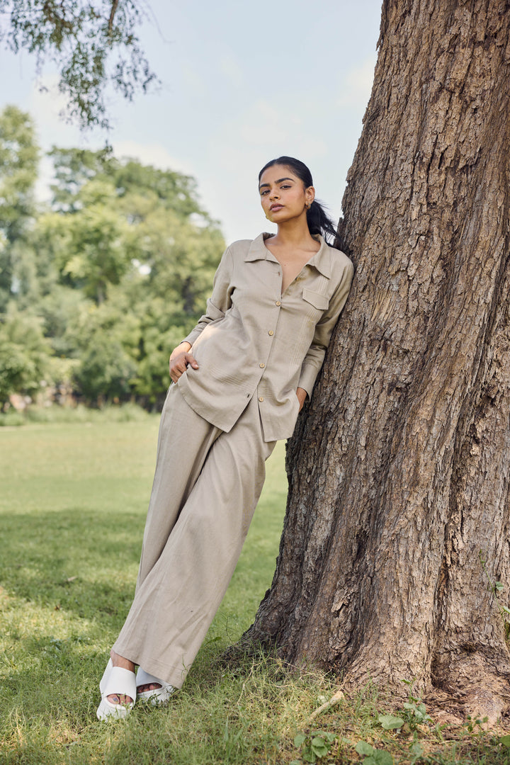 Sencei Women’s Cotton Linen Co-ord Set | Stylish Summer Shirt & Wide-Leg Pants | Breathable Two-Piece Lounge & Travel Wear