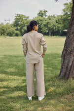 Load image into Gallery viewer, Sencei Women’s Cotton Linen Co-ord Set | Stylish Summer Shirt &amp; Wide-Leg Pants | Breathable Two-Piece Lounge &amp; Travel Wear
