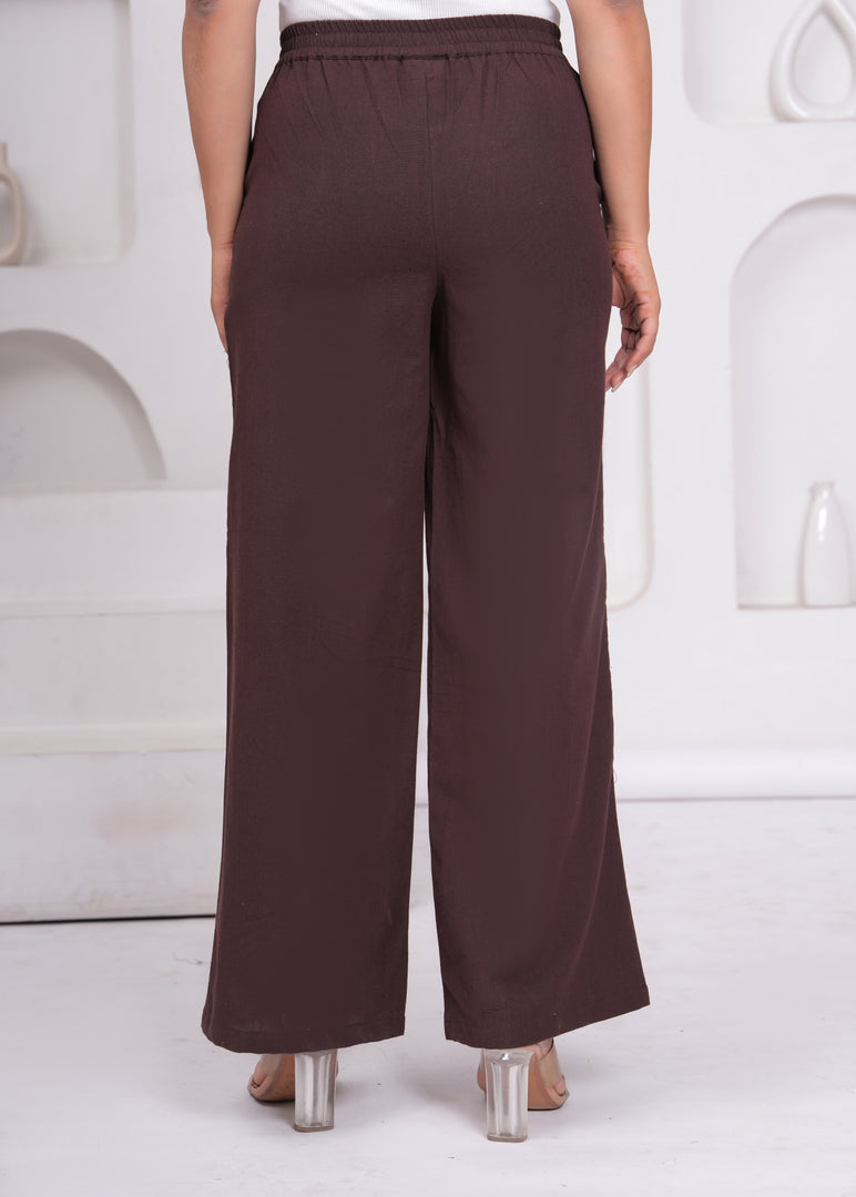 Sencei Women’s Elegant Cotton Trousers – Relaxed Fit, Wide Leg