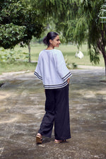 Load image into Gallery viewer, Sencei Women’s Cotton White Top with Stylish Black Trim – Casual Button-Down Blouse, Comfortable &amp; Breathable
