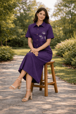 Load image into Gallery viewer, Sencei Deep Purple String Lily Dress