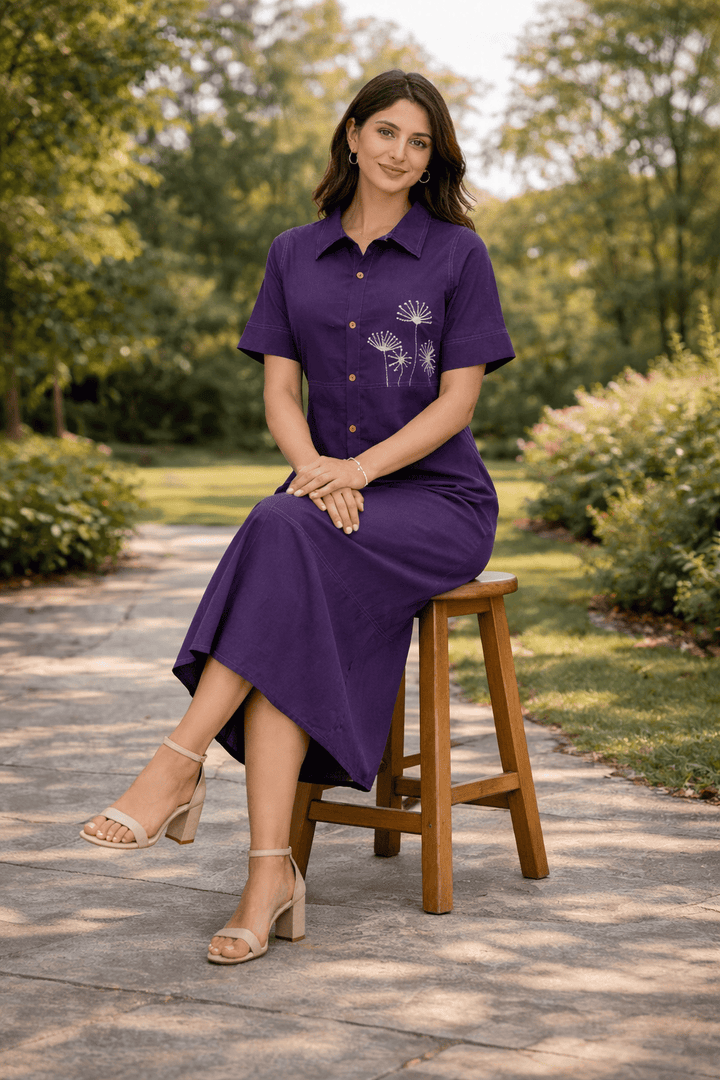 Sencei Deep Purple String Lily Dress